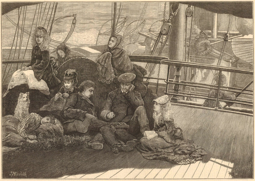 On board the Dundee Steamer. Scotland passengers 1878 old antique print